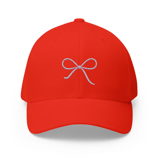 Embroidered Pink Bow Cap — Women's Cute Ribbon Baseball Hat