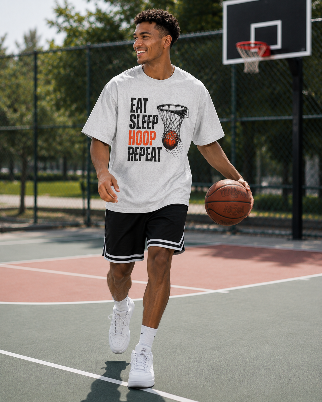 Eat Sleep Hoop Repeat Basketball T-Shirt