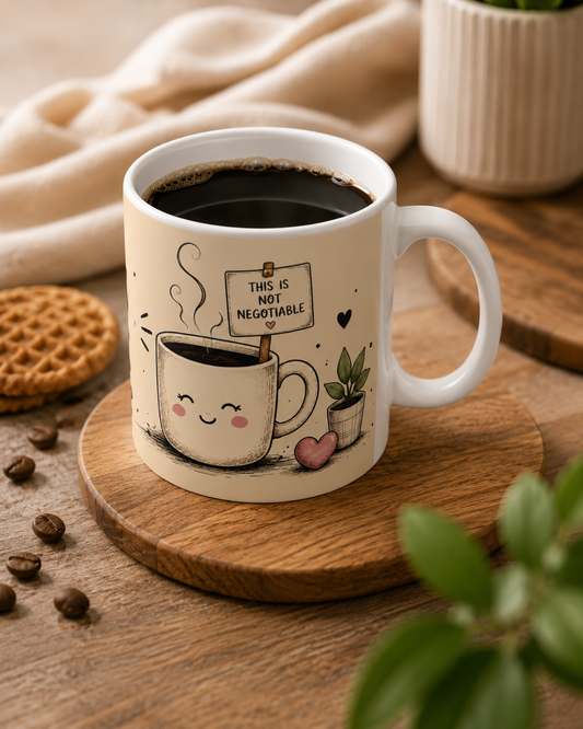 Ceramic Mug — "But First, Coffee" Cute Kawaii Coffee Cup Gift