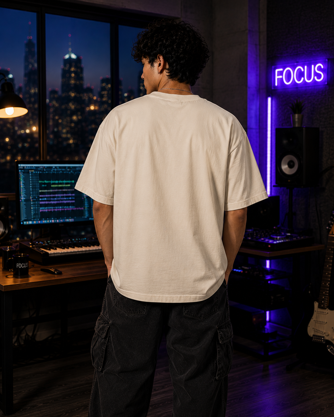 AM/PM Day-to-Night Graphic Tee — Work Hard by Day, Party by Night Oversized Shirt