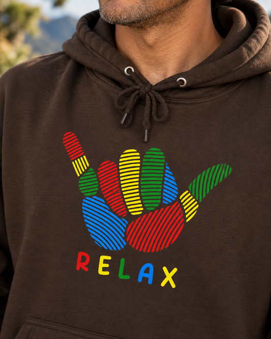 Relax Rainbow Hoodie — Pastel Peace Sign Pullover