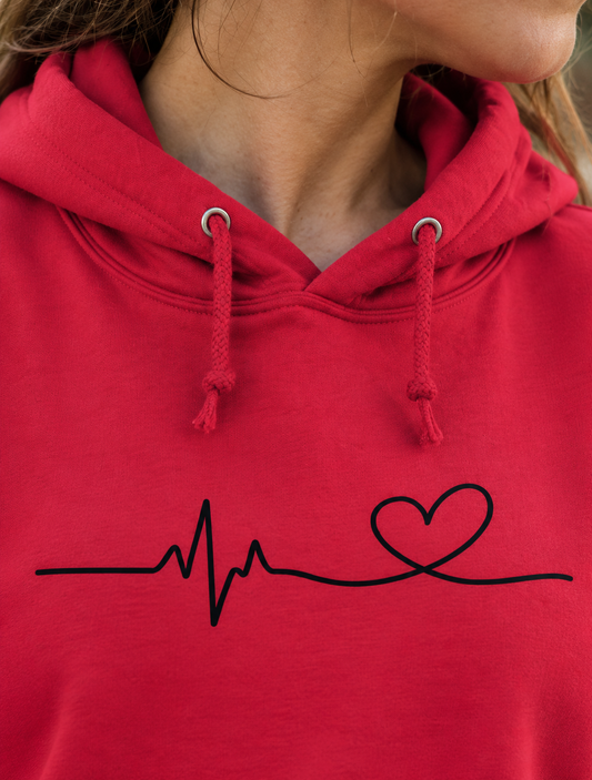 Heartbeat Heart Hoodie — Cute Girls' College Sweatshirt