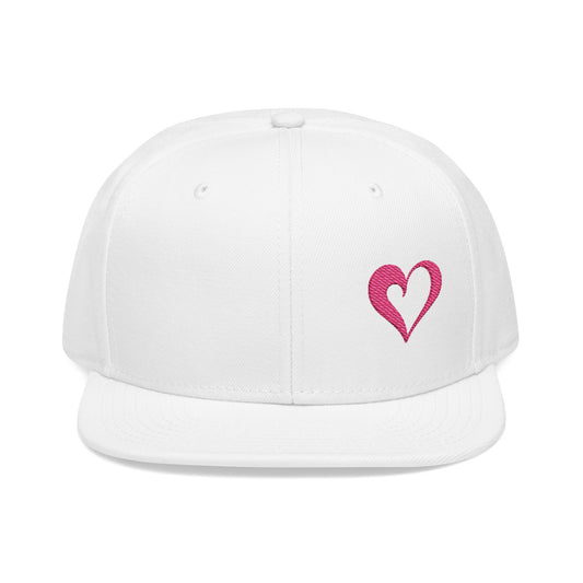 Embroidered Pink Sketch Heart Snapback Hat