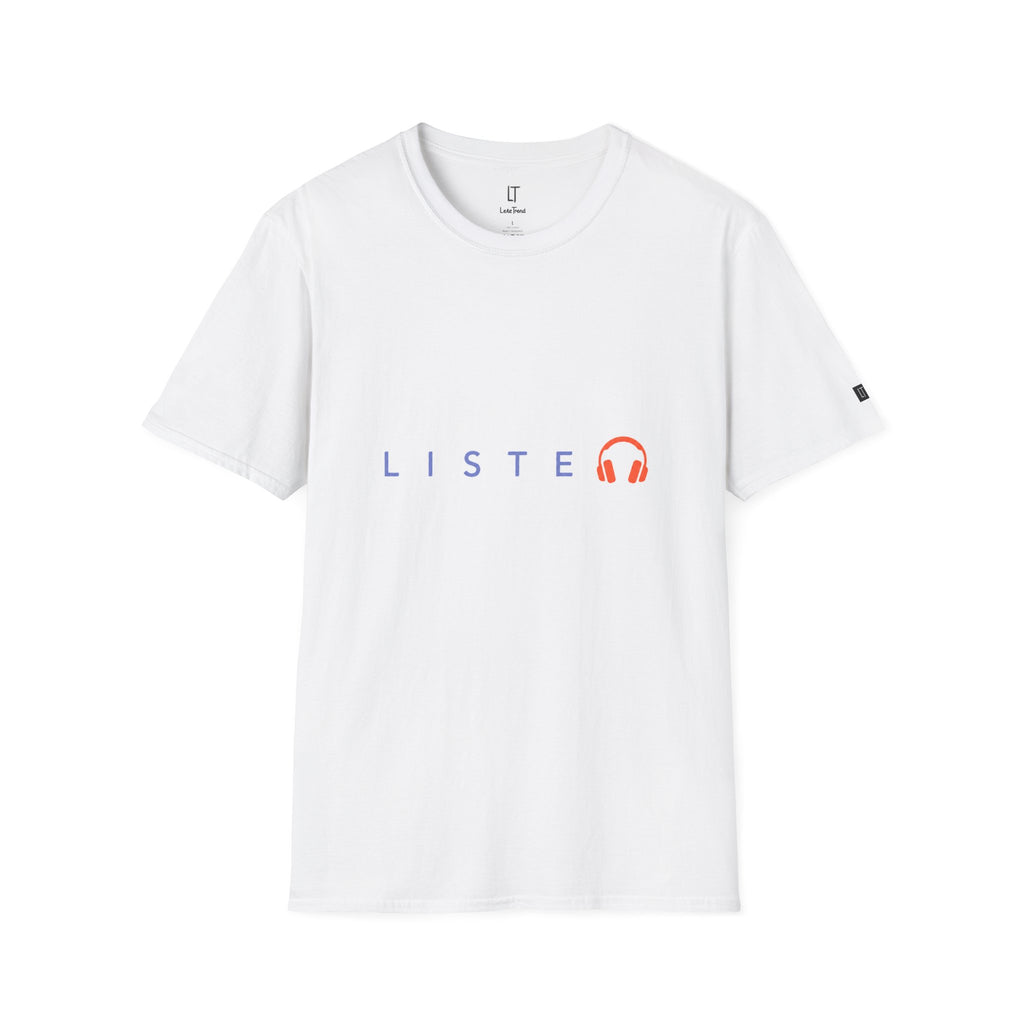 T-Shirt — “LISTEN” Minimal Headphones Graphic Tee