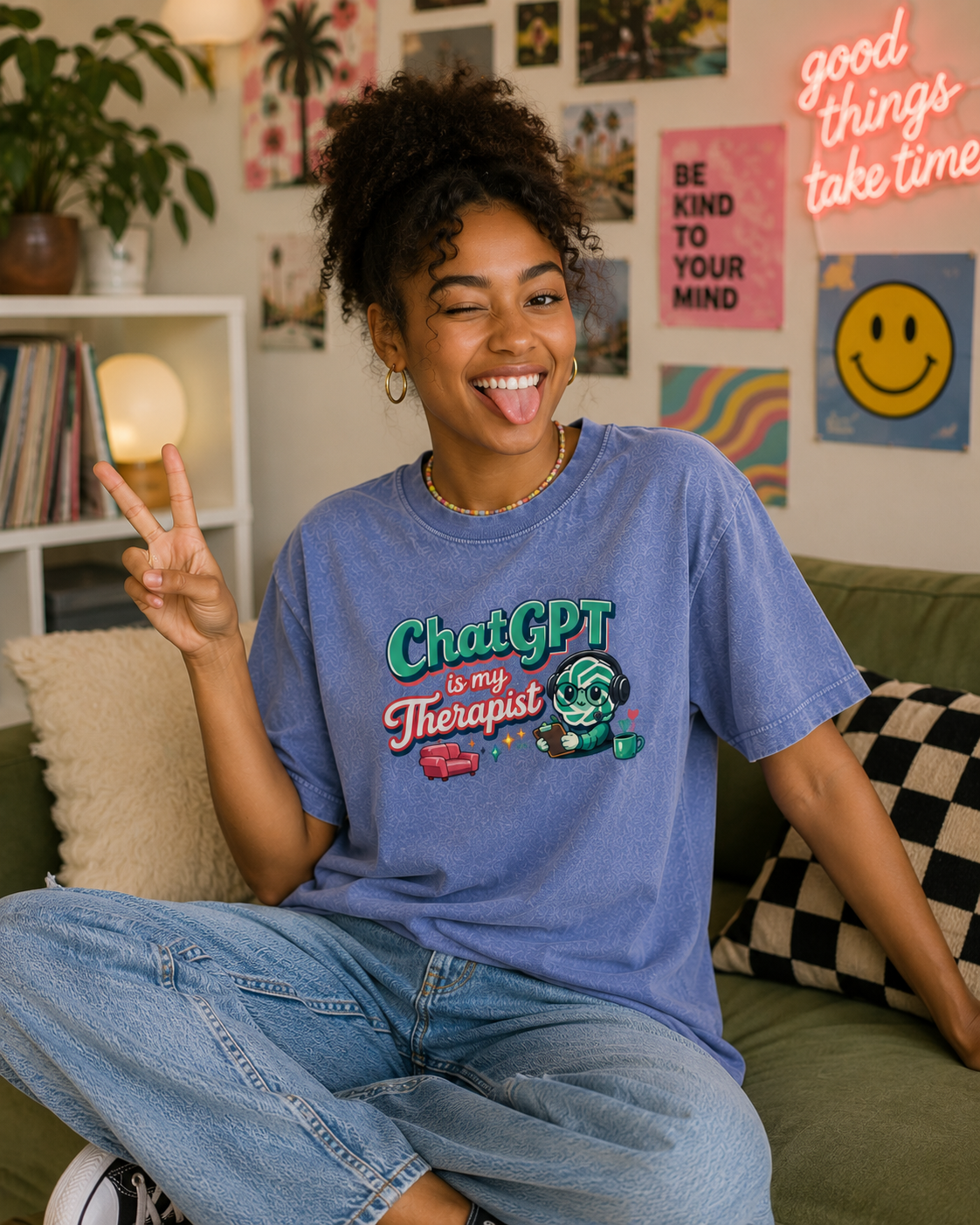 ChatGPT Is My Therapist Acid Wash Tee