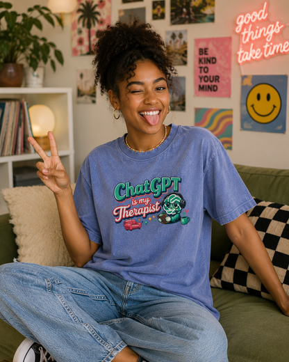 ChatGPT Is My Therapist Acid Wash Tee
