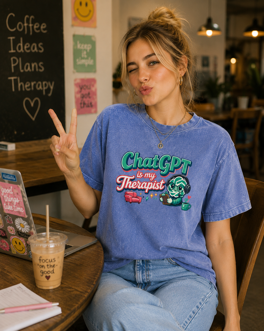 ChatGPT Is My Therapist Acid Wash Tee