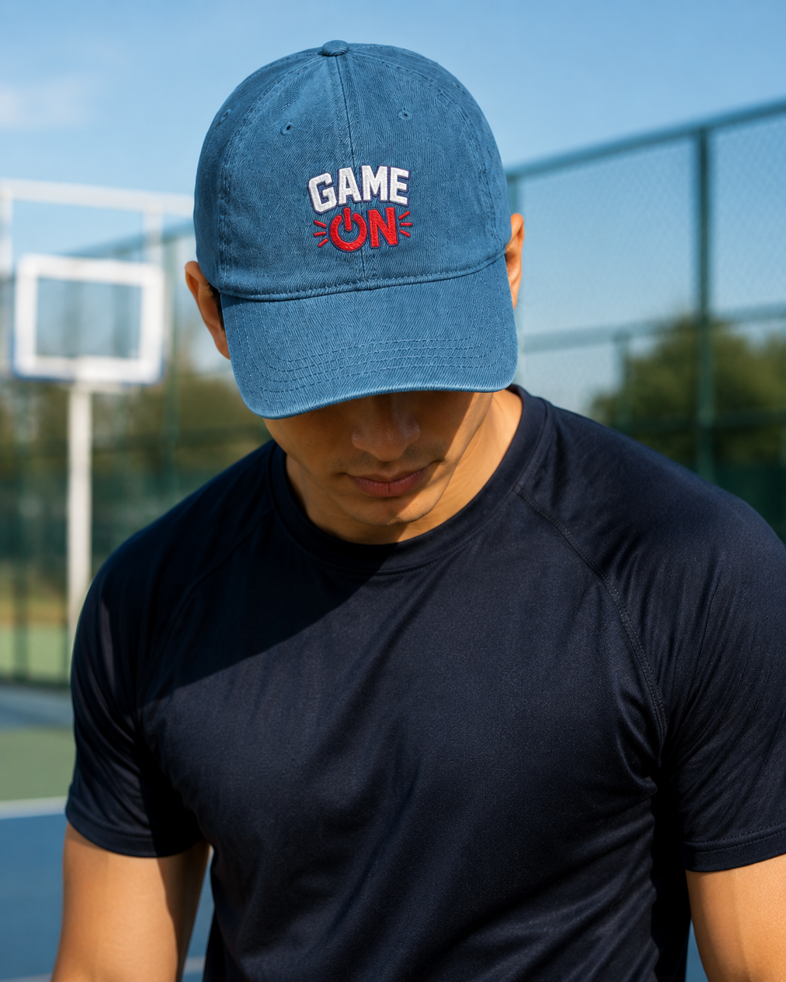 Game On Denim Hat — Embroidered Vintage-Style Baseball Cap for Gamers