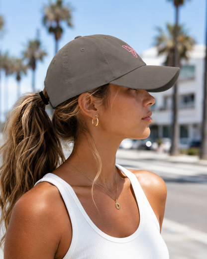 Embroidered Pink Butterfly Cap — Women’s Cute Floral Baseball Hat