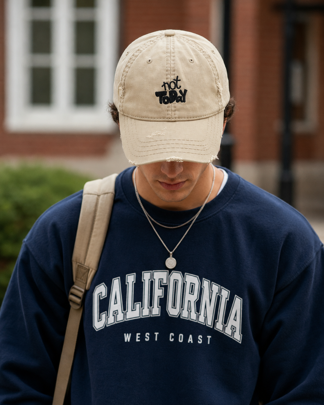 Not Today Embroidered Dad Hat — Distressed Casual Baseball Cap