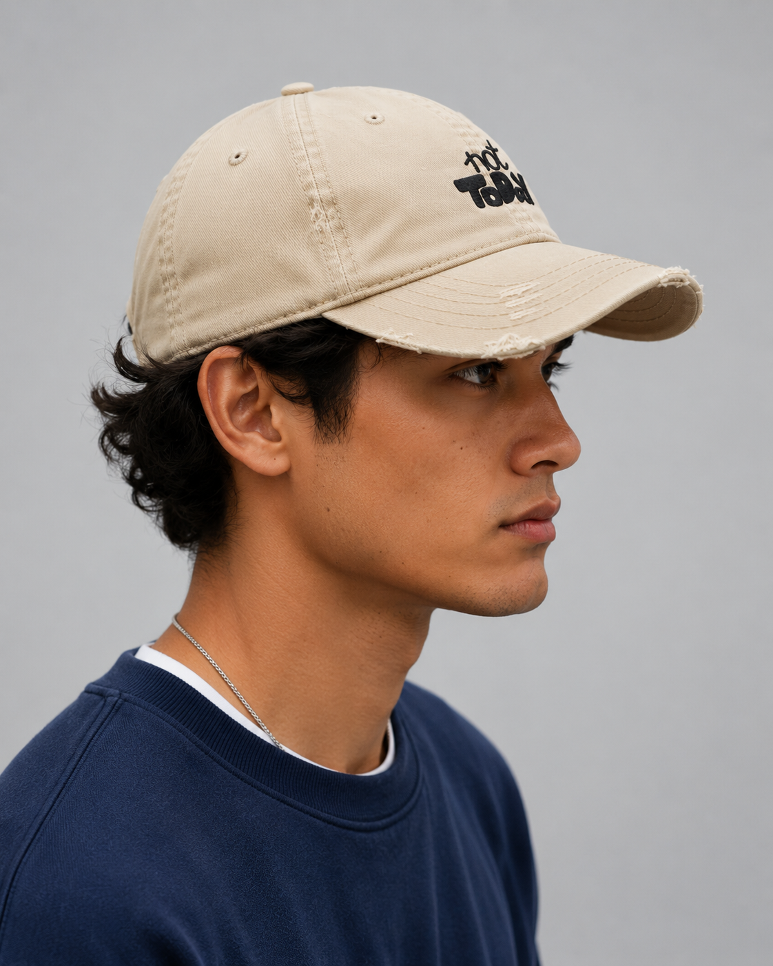 Not Today Embroidered Dad Hat — Distressed Casual Baseball Cap