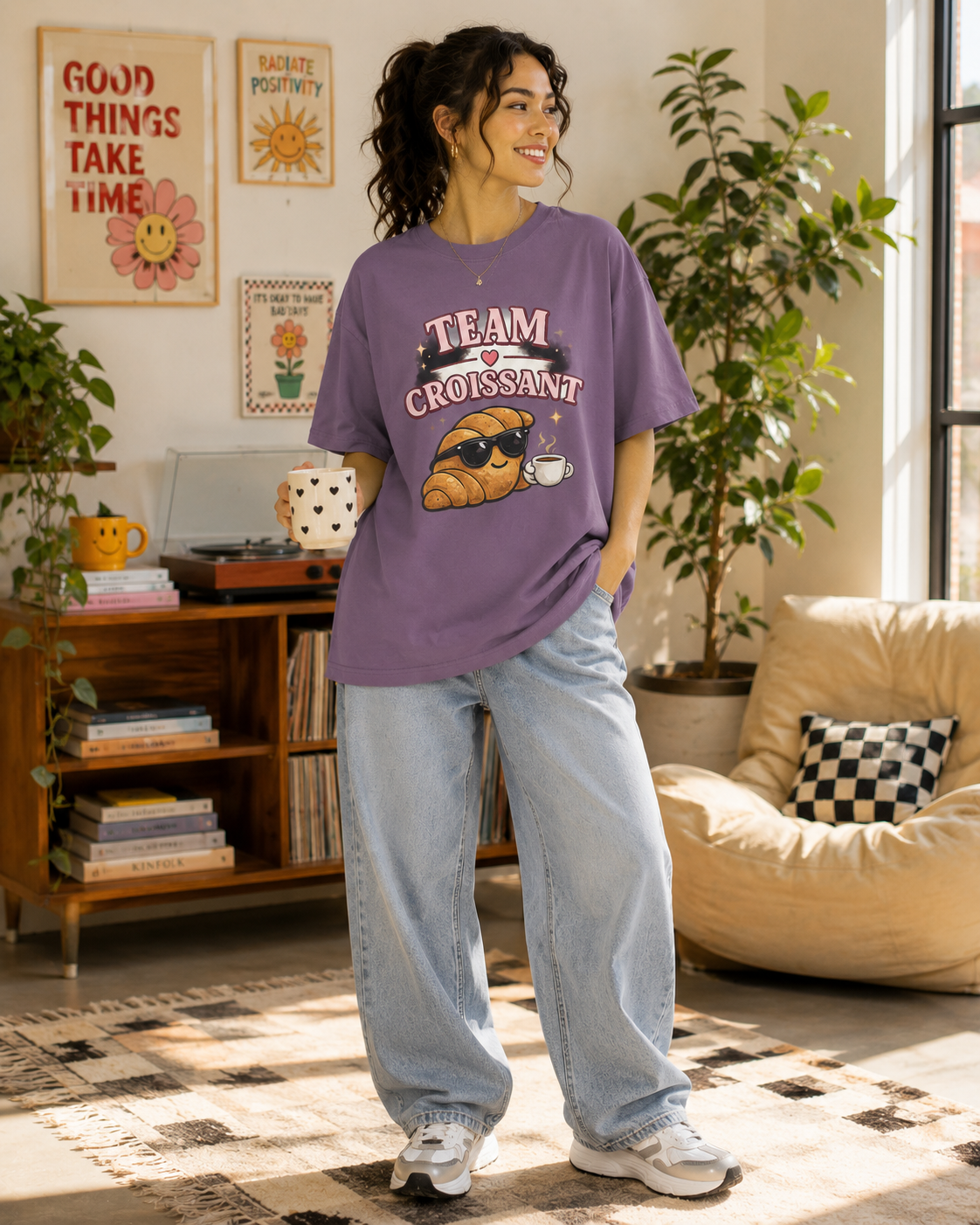 Team Croissant Graphic Tee — Cute Croissant with Coffee Shirt