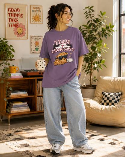 Team Croissant Graphic Tee — Cute Croissant with Coffee Shirt