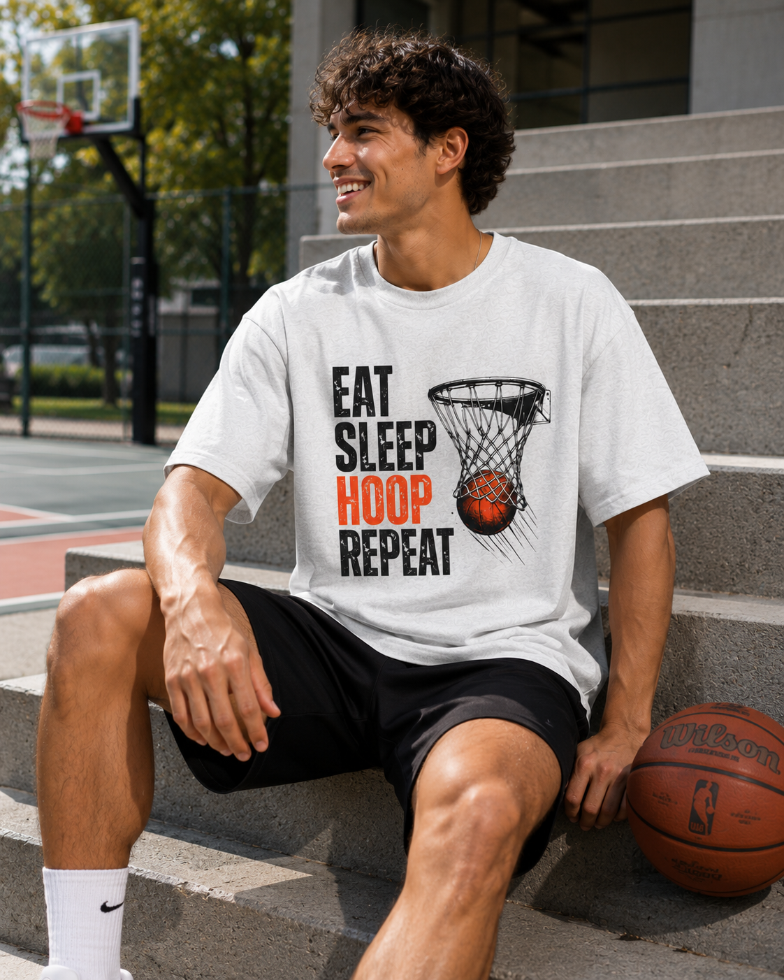 Eat Sleep Hoop Repeat Basketball T-Shirt