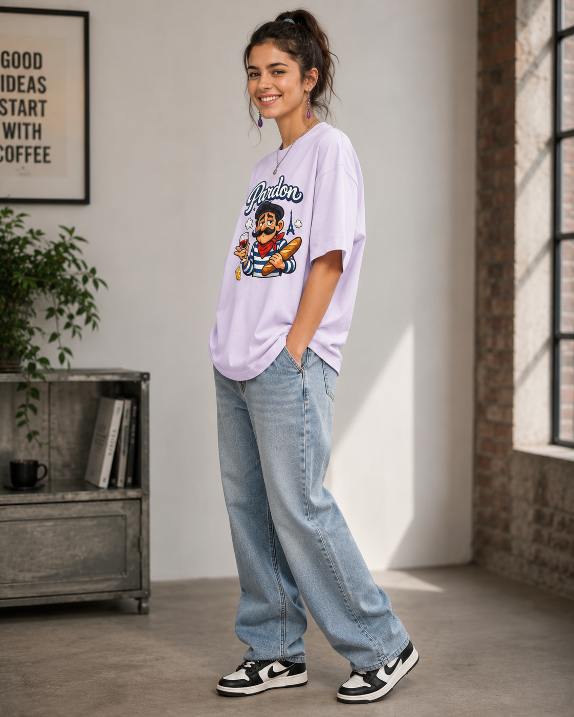 Pardon French Chef Graphic Tee — Baguette, Wine & Cheese Cartoon Shirt