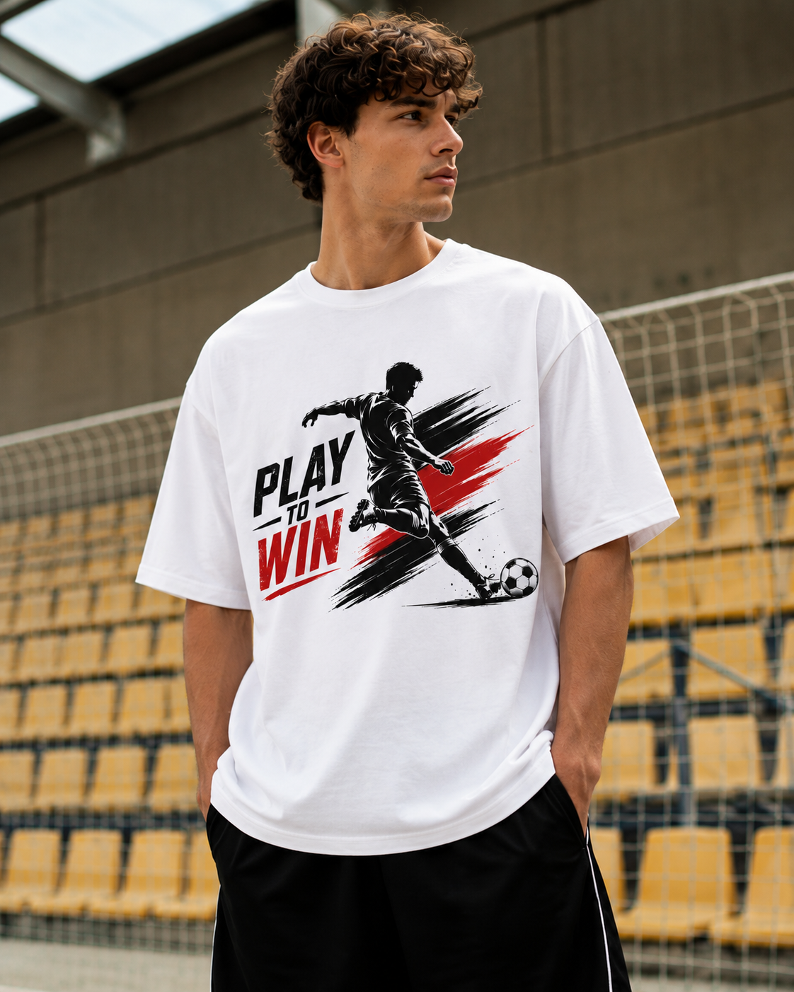 Play to Win Soccer T-Shirt — Athletic Soccer Player Graphic Tee