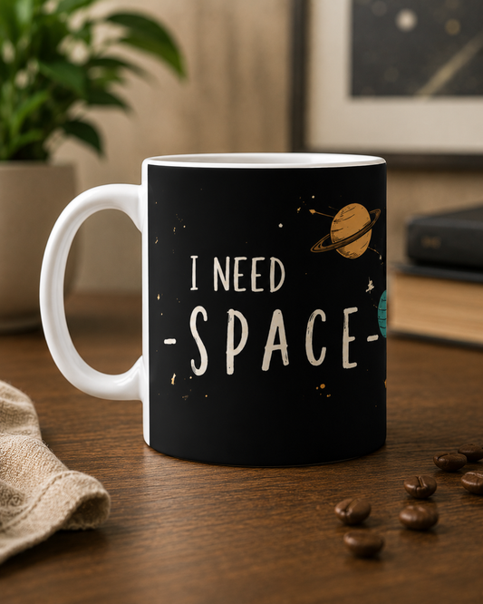 Astronaut Coffee Mug — Relaxing Space Travel Ceramic Mug (“SPACE” Design)