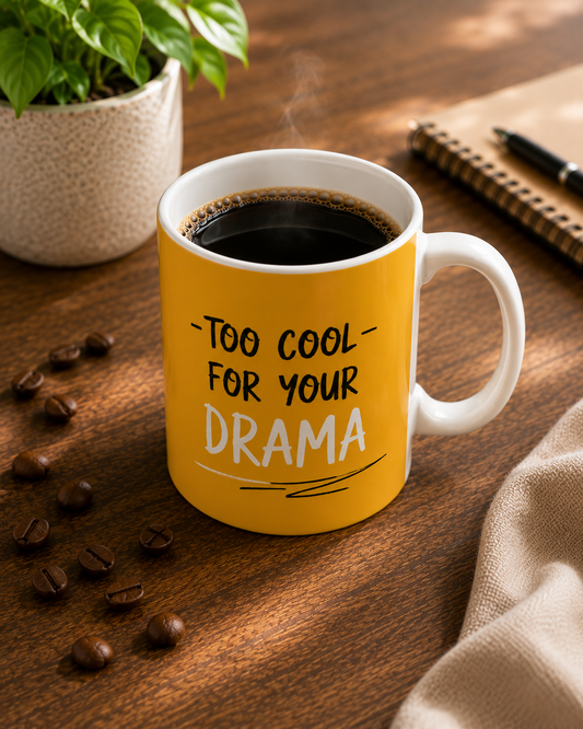 Ceramic Mug — "Too Cool for Your Drama" Duck Coffee Mug, Funny Gift for Friends
