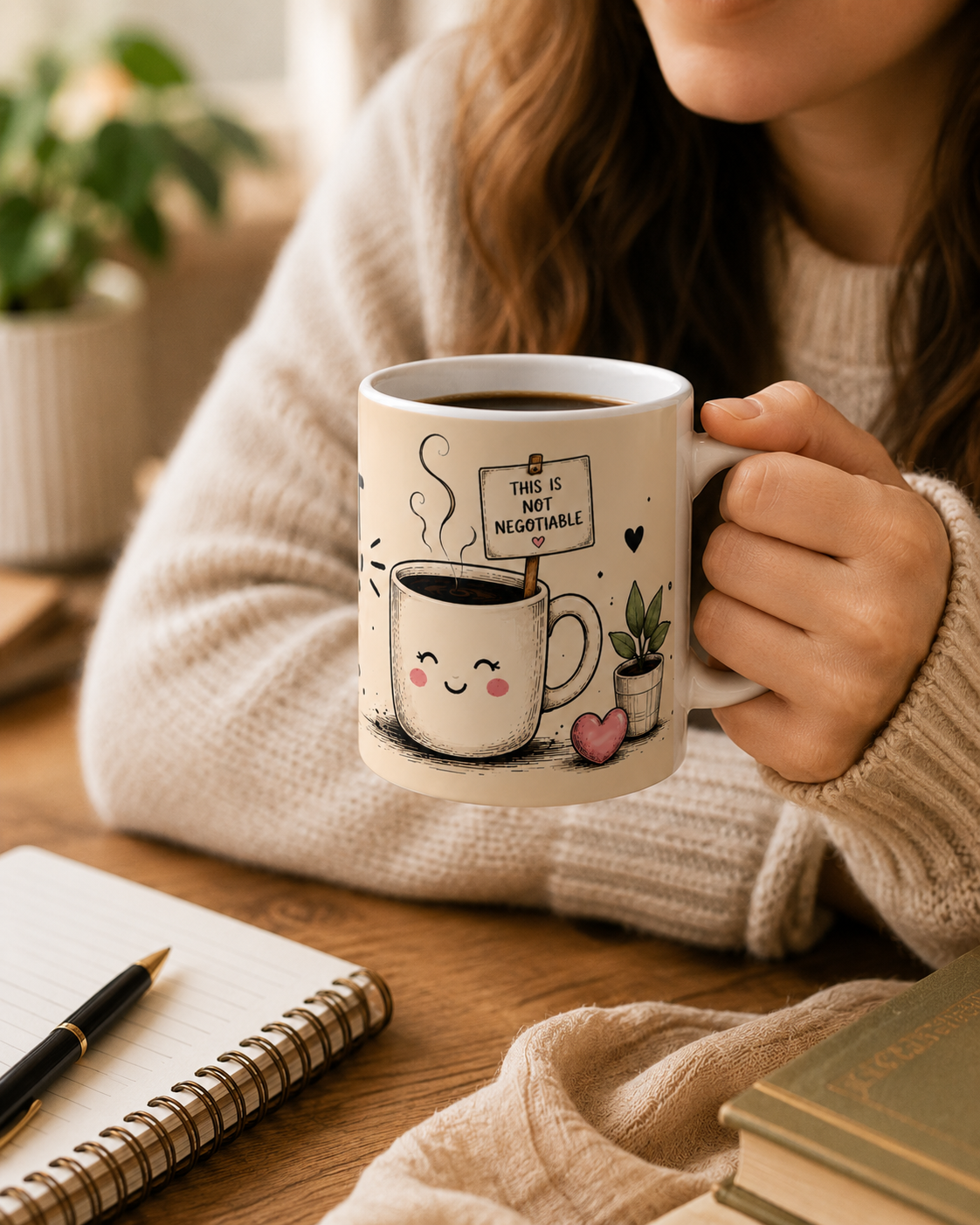 Ceramic Mug — "But First, Coffee" Cute Kawaii Coffee Cup Gift