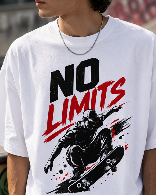 No Limits Skateboard T-Shirt — Graphic Skate Tee for Boarders