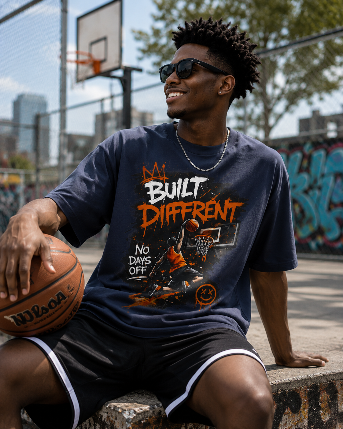 Built Different Basketball Tee — “No Days Off” Graphic T-Shirt