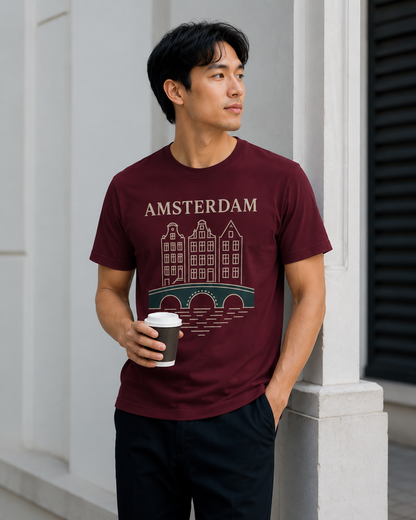Amsterdam Canal Houses T-Shirt — Vintage Travel Tee