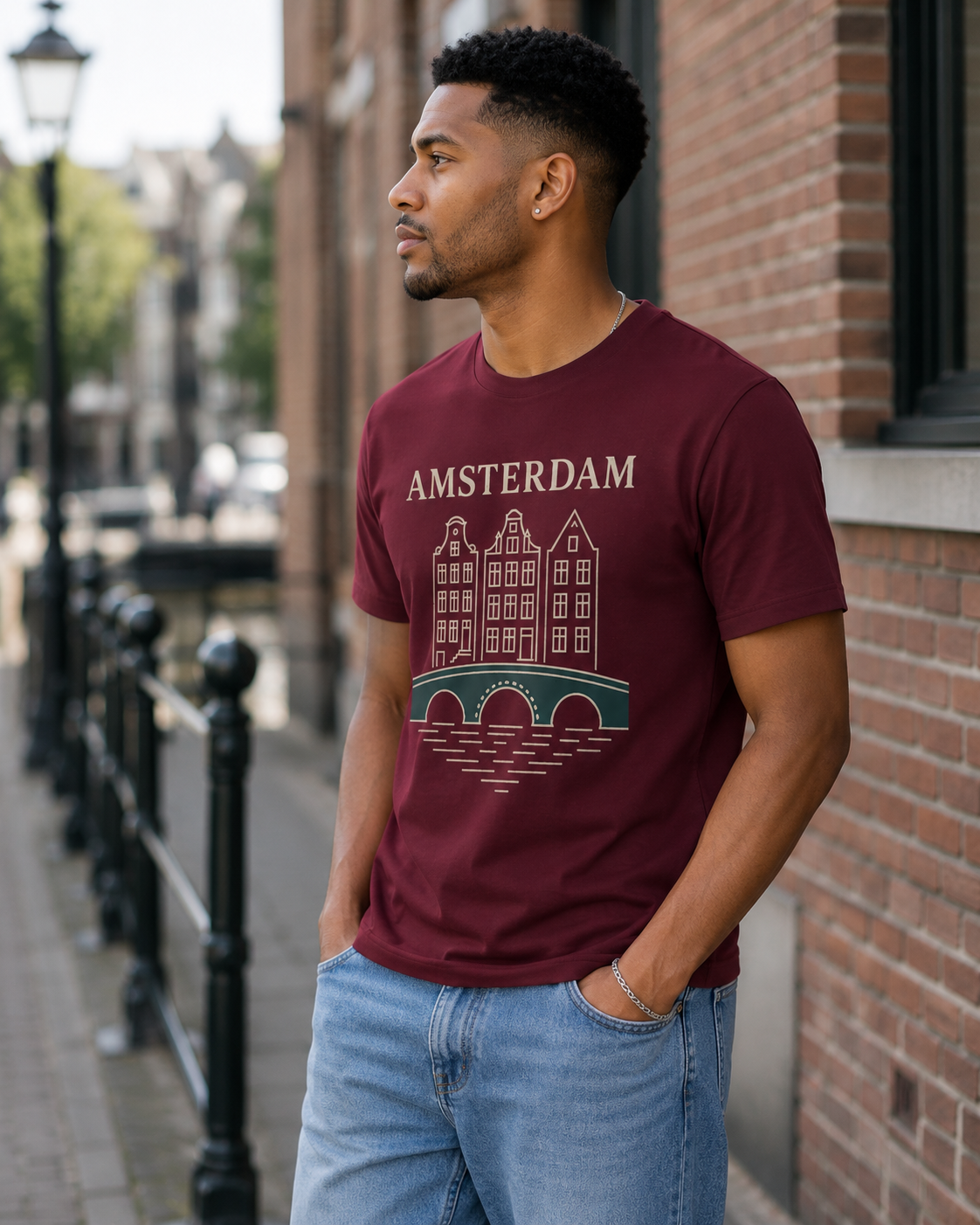 Amsterdam Canal Houses T-Shirt — Vintage Travel Tee