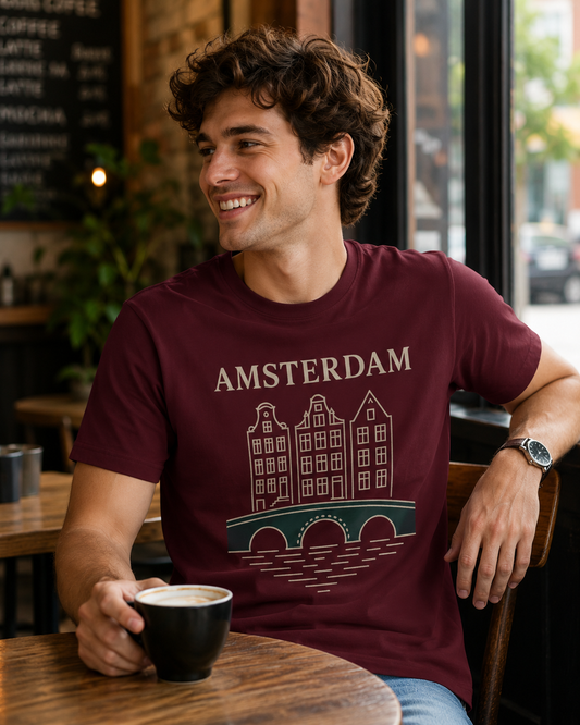 Amsterdam Canal Houses T-Shirt — Vintage Travel Tee