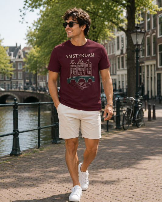 Amsterdam Canal Houses T-Shirt — Vintage Travel Tee