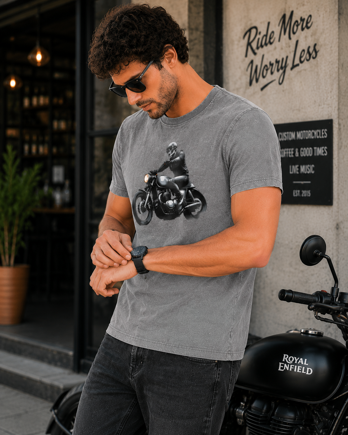 Vintage Motorcycle Acid Wash Tee