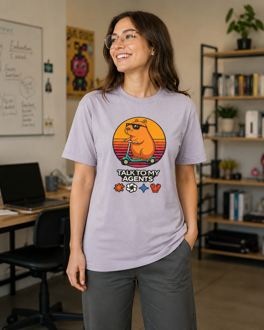 Vintage Dog on Scooter Tee — "Talk to My Agents" Graphic Acid‑Wash T‑Shirt