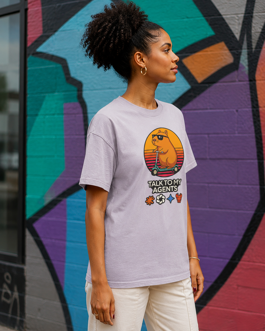 Vintage Dog on Scooter Tee — "Talk to My Agents" Graphic Acid‑Wash T‑Shirt