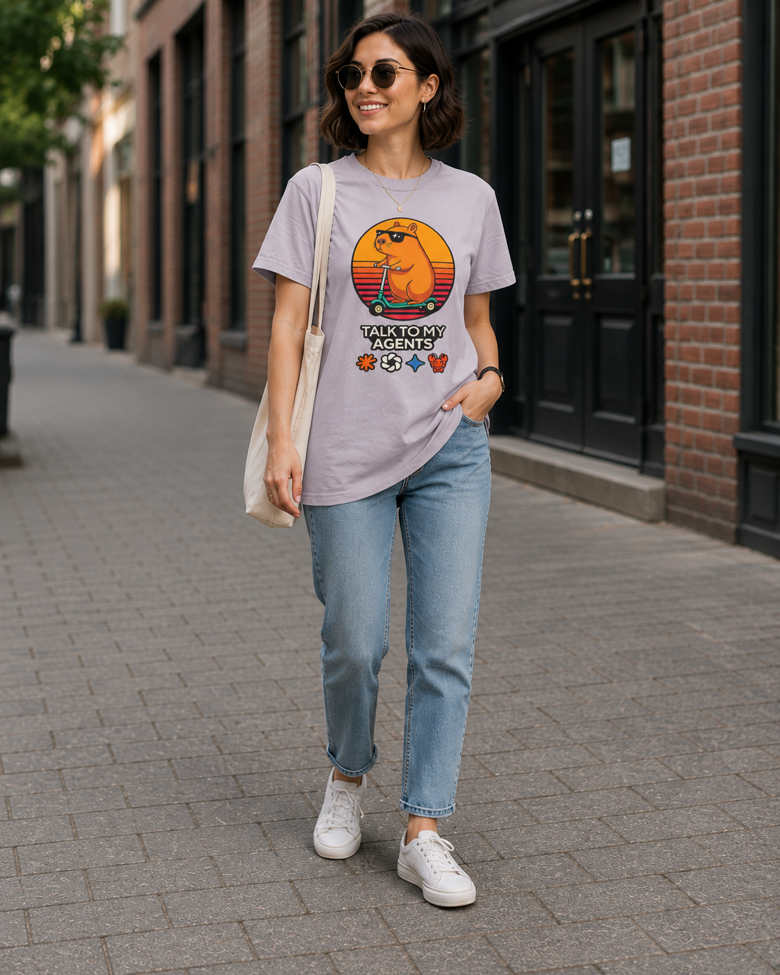 Vintage Dog on Scooter Tee — "Talk to My Agents" Graphic Acid‑Wash T‑Shirt