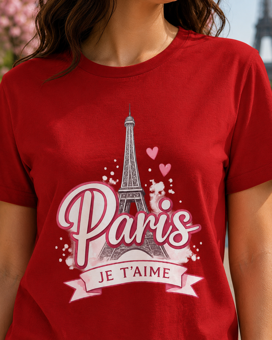Paris Je T'aime Tee — Eiffel Tower Romance Graphic T-Shirt