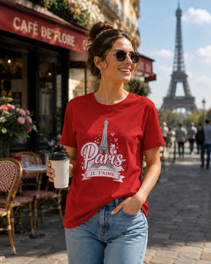 Paris Je T'aime Tee — Eiffel Tower Romance Graphic T-Shirt