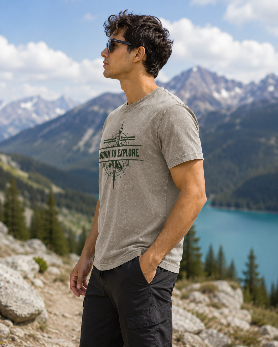 Born to Explore Tee — Acid Wash Adventure T‑Shirt