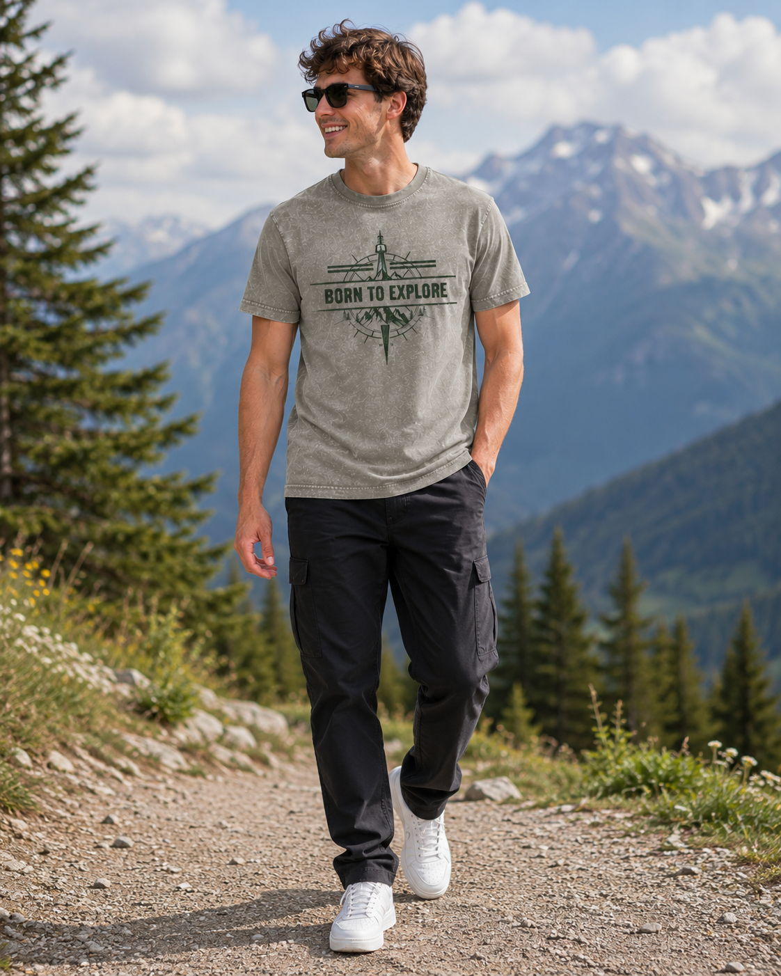 Born to Explore Tee — Acid Wash Adventure T‑Shirt