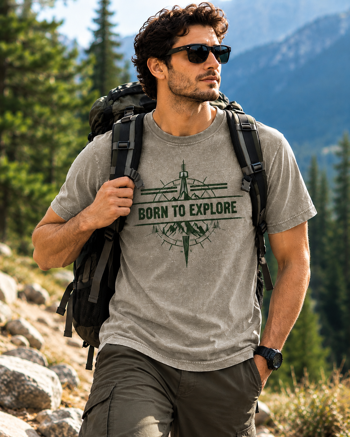 Born to Explore Tee — Acid Wash Adventure T‑Shirt