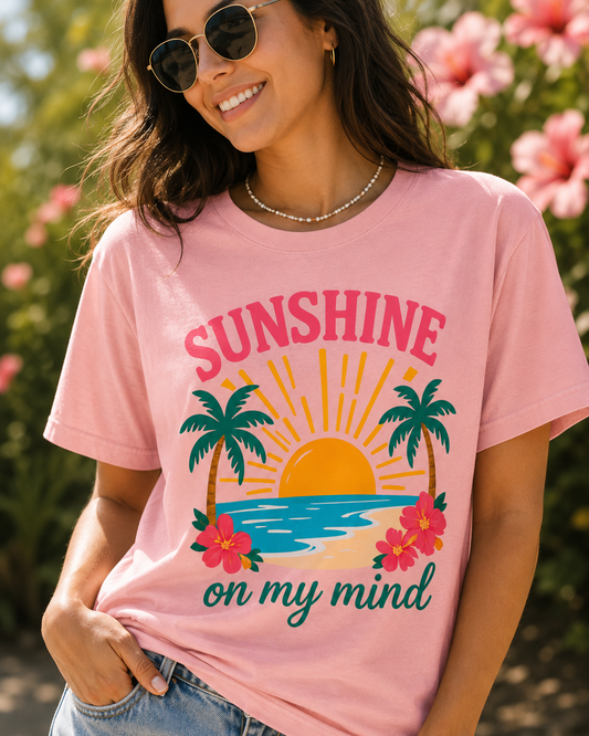 Sunshine On My Mind Tee — Tropical Sunset Beach T-Shirt