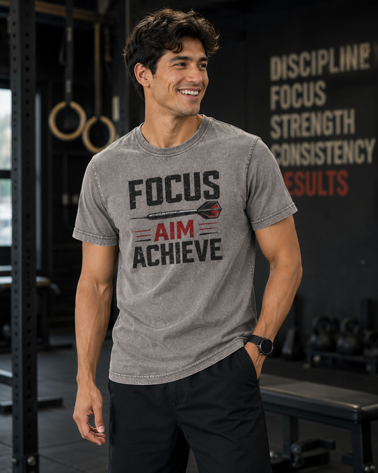 Focus Aim Achieve Acid-Wash Tee