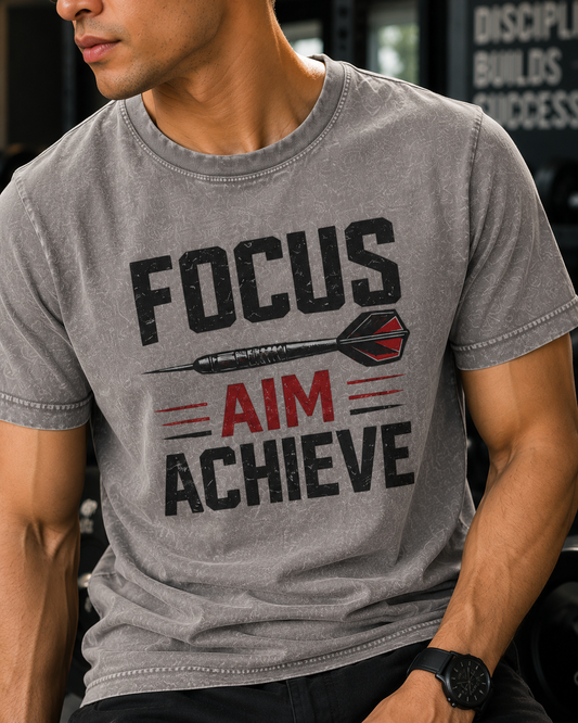 Focus Aim Achieve Acid-Wash Tee