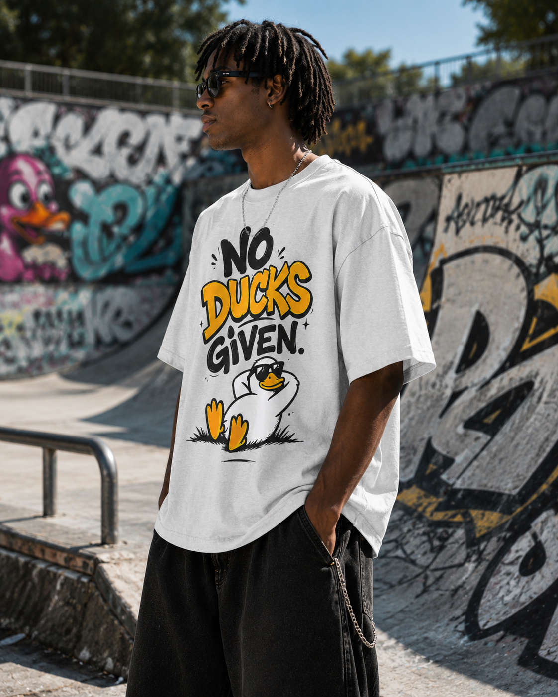 No Ducks Given T-Shirt — Funny Relaxed Graphic Tee with Laid-Back Duck