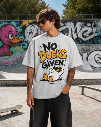 No Ducks Given T-Shirt — Funny Relaxed Graphic Tee with Laid-Back Duck