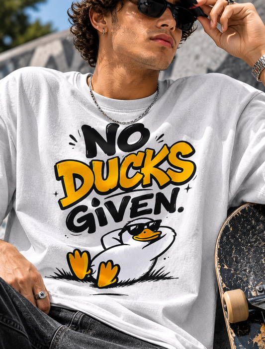 No Ducks Given T-Shirt — Funny Relaxed Graphic Tee with Laid-Back Duck