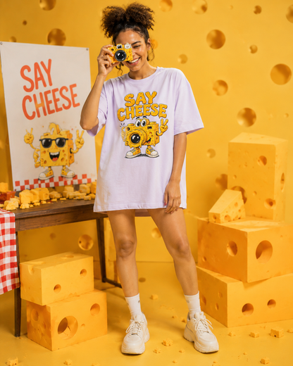 Say Cheese T-Shirt — Cute Cartoon Cheese Camera Graphic Tee