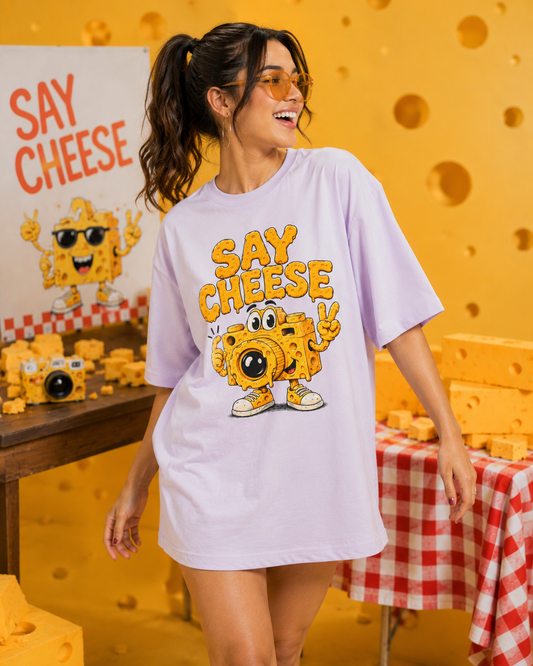 Say Cheese T-Shirt — Cute Cartoon Cheese Camera Graphic Tee