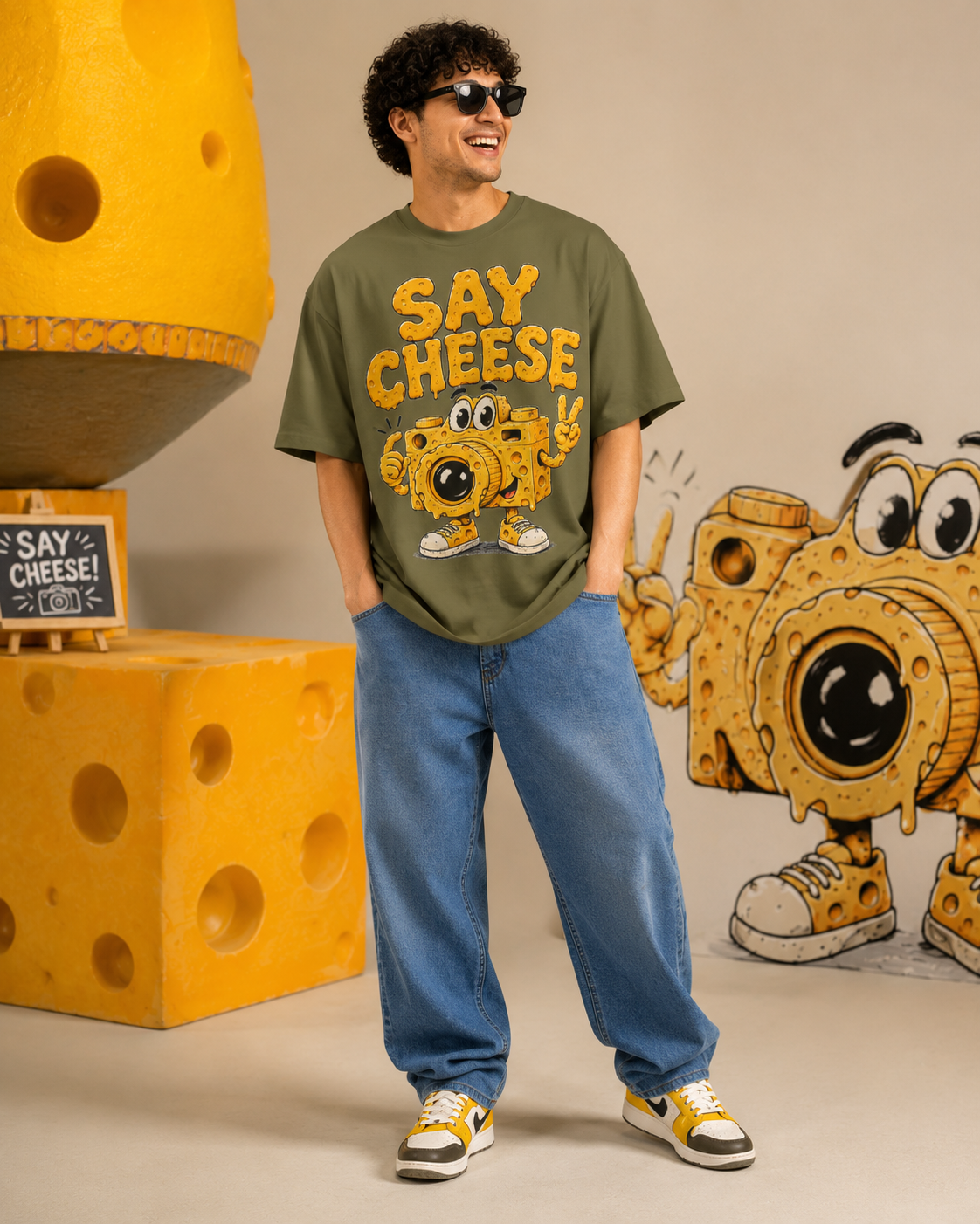 Say Cheese T-Shirt – Cute Cartoon Cheese Camera Graphic Tee