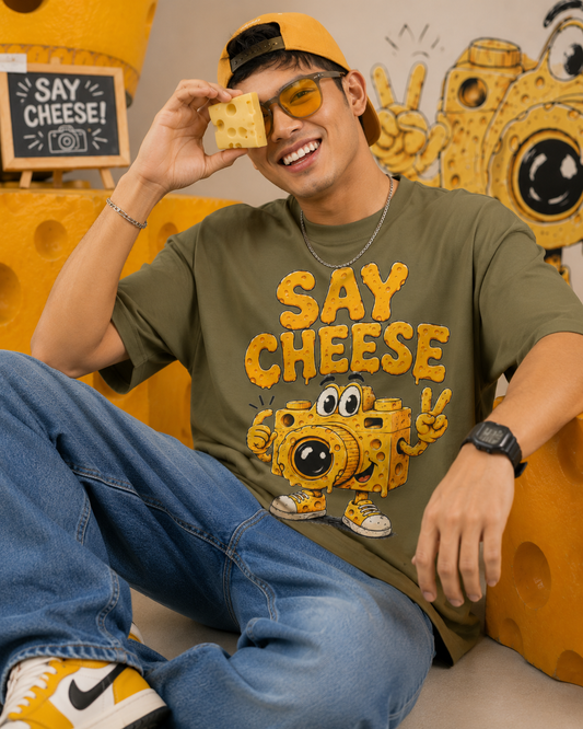 Say Cheese T-Shirt – Cute Cartoon Cheese Camera Graphic Tee