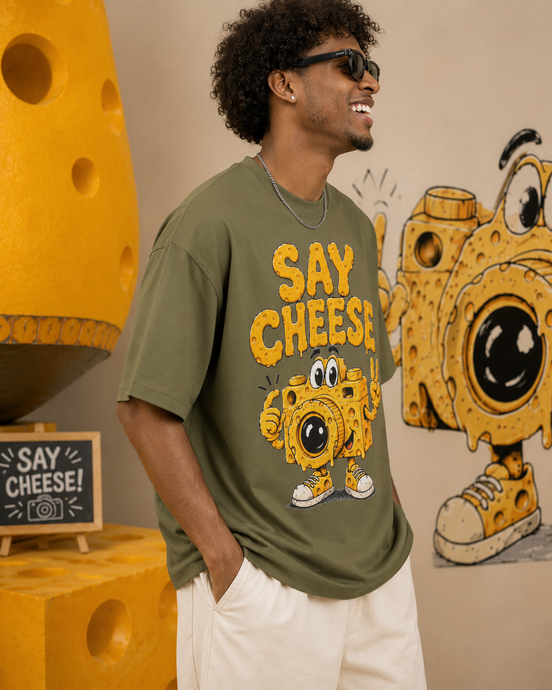 Say Cheese T-Shirt – Cute Cartoon Cheese Camera Graphic Tee