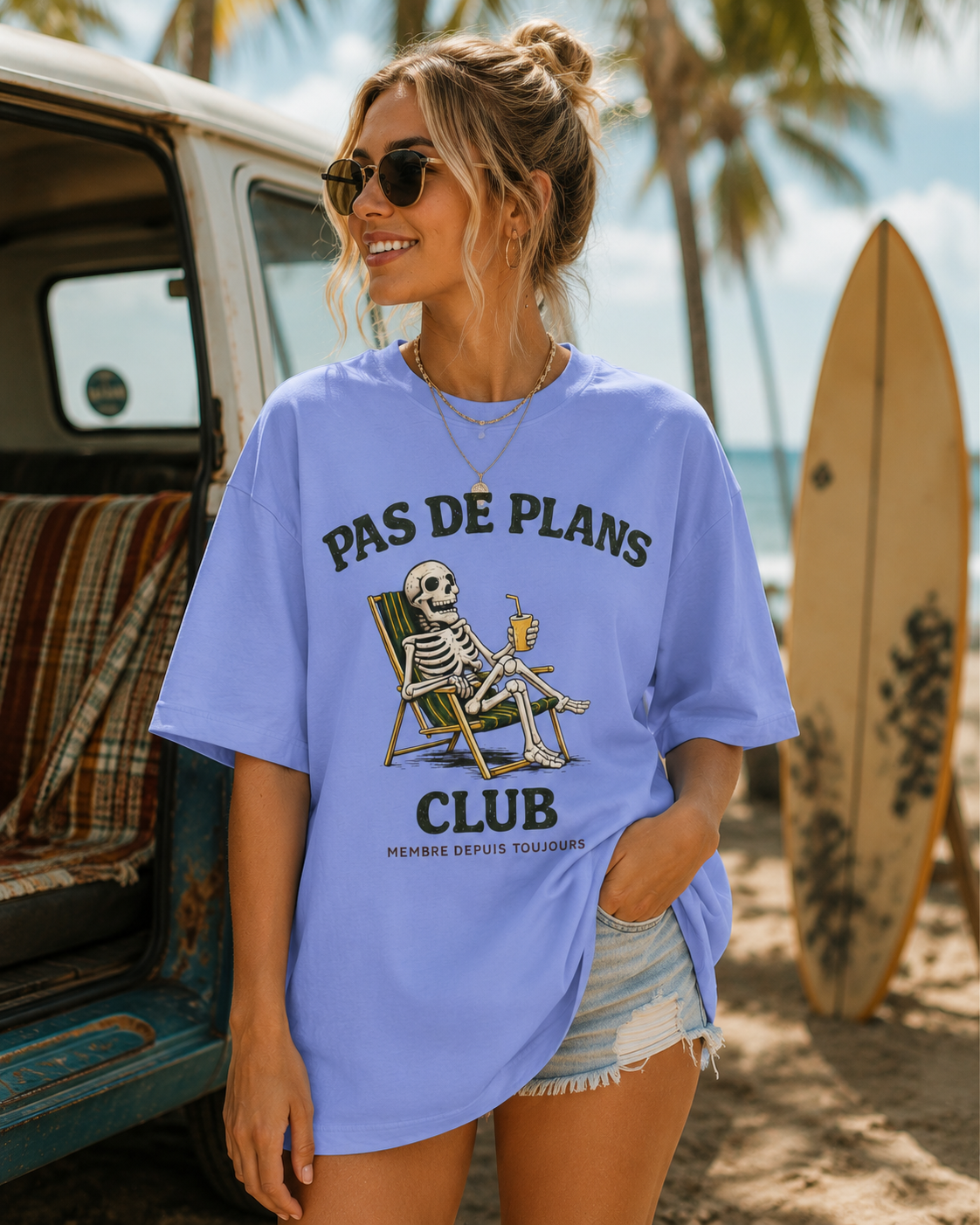 Pas de Plans Club T-Shirt — Relaxed Skeleton Graphic Tee